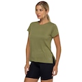 Camiseta Oxer Feminina Alongada Abertura Lateral VERDE ESCURO