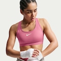 Top Fitness com Bojo Nike Média Sustentação Swoosh Sport ROSA/BRANCO