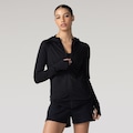 Jaqueta Oxer com Capuz Jogging com Bolso Seguro -Feminina PRETO