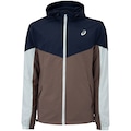 Jaqueta Masculina ASICS com Capuz Recortes MARROM/AZUL