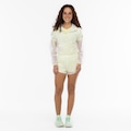 Blusão Feminino ASICS com Capuz Leve Assimétrica BRANCO/AMARELO CLARO