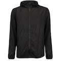 Jaqueta Corta-Vento Masculina Oxer com Capuz Tecido Plano Heat Embossed PRETO/AQUA