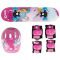 Skate Infantil Spin Unicórnio com Kit Protetor Capacete + 1 Par de Cotoveleira + 1 Par de Joelheira ROSA