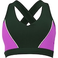 Opção de cor VERDE ESC/ROSA de Top Fitness com Bojo Removível Oxer Alça Cruzada Textura Média Sustentação Adulto