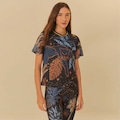 Camiseta Feminina Farm Manga Curta Dry Floresta Estelar AZUL
