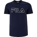 Camiseta Masculina Fila Manga Curta Letter Outline AZUL ESCURO