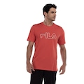 Camiseta Masculina Fila Manga Curta Letter Outline VERMELHO/BRANCO