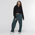 Blusa Cropped FTDNC com Capuz Atoalhado PRETO
