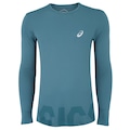 Camiseta Masculina ASICS Manga Longa Leve com Proteção UV VERDE ESCURO