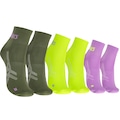 Opção de cor VERDE ESC/ROXO CLA de Kit 3 Pares Meias Para Corrida ASICS Cano Baixo Quarter Tamanho 34-38 Adulto