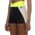 Short Feminino Fit Dance Transpassado Recortado PRETO/BEGE