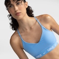 Top Fitness com Bojo Nike Baixa Sustentação Dri-Fit Indy SPT BRA AZUL