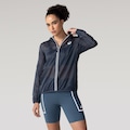 Jaqueta Corta-Vento Feminina ASICS Repelente à Água com Capuz Toyama AZUL ESCURO