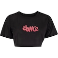 Blusa Cropped Feminina Fit Dance Manga Curta PRETO