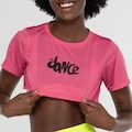 Opção de cor ROSA de Blusa Cropped Feminina Fit Dance Manga Curta