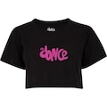 Blusa Cropped Feminina Fit Dance Manga Curta PRETO/ROSA