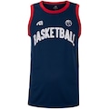 Camiseta Regata Masculina Adams Basquete Dry AZUL ESC/VERMELHO