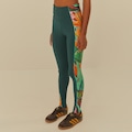 Calça Legging Feminina Farm Folhagem Banana Média Compressão Cós Médio VERDE/LARANJA