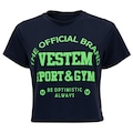 Blusa Cropped Feminina Vestem Manga Curta Dry Fit Vênus AZUL ESCURO