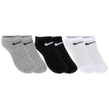 Kit 3 Pares de Meias Nike Cano Invisível Basic No Show Tamanho 23 a 28  Infantil PRETO/CINZA
