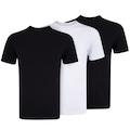 Opção de cor PRETO/BRANCO de Kit de Camisetas Masculina Oxer Antiodor 3 Unidades