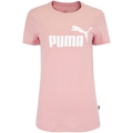 Camiseta Feminina Puma Manga Curta ESS Tee Logo ROSA/BRANCO