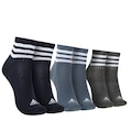 Kit de Meias Adidas Cano Médio 3 Listras Unissex PRETO/CINZA