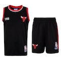 Kit de Uniforme do Chicago Bulls Infantil Braziline NBA Camiseta Regata + Calção PRETO