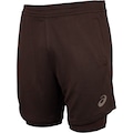 Bermuda Masculina ASICS Malha 2 em 1 Elástico Logo MARROM ESCURO