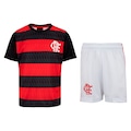 Kit de Uniforme do Flamengo Infantil Braziline Mini Craque Camiseta + Calção PRETO