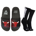 Chinelo Rider Chicago Bulls NBA Jam II Slide Adulto + Meia Cano Alto PRETO/VERMELHO