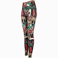 Calça Farm Legging Floresta de Cor Cós Médio Média Compressão Feminina PRETO/VERDE