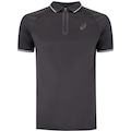Camisa Polo ASICS Zíper Selado - Masculina CINZA ESCURO