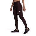 Calça Legging Feminina ASICS Brilho Cós Alto Média Compressão MARROM ESCURO