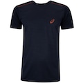 Camiseta Masculina ASICS Manga Curta Mesh Respirável Antiodor AZUL ESC/VERMELHO