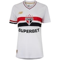 Camisa do São Paulo I 25 New Balance Feminina Torcedora BRANCO/VERMELHO