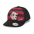 Boné do Flamengo Aba Curva Supercap Zico Snapback Listras Sub Frente e Símbolo Adulto PRETO