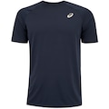 Camiseta Masculina ASICS Manga Curta Emblema Racket UV 50 Antiodor AZUL ESCURO