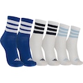 Kit de Meias Cano Médio Crew Adidas Juvenil 3 Pares BRANCO/AZUL