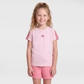 Camiseta Infantil adidas Manga Curta 3 Stripes ROSA CLA/VERMELHO