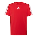 Opção de cor VERMELHO de Camiseta adidas Manga Curta 3 Stripes - Infantil