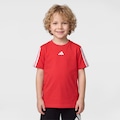 Opção de cor VERMELHO de Camiseta adidas Manga Curta 3 Stripes - Infantil