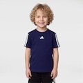 Camiseta Infantil adidas Manga Curta 3 Stripes AZUL/BRANCO