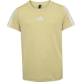 Opção de cor AMARELO CLA/BRANCO de Camiseta Juvenil adidas Manga Curta 3 Stripes