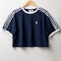Blusa Cropped adidas Originals Loose 3S AZUL ESCURO