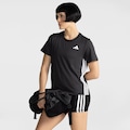 Opção de cor PRETO/BRANCO de Camiseta adidas Manga Curta Essentials 3 Listras Feminina