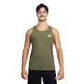 Camiseta Regata Masculina adidas Own The Run 3 Listras VERDE ESCURO