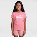 Camiseta Infantil Puma Essentials Logo Tee ROSA/BRANCO