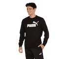 Blusão Masculino Puma Essentials 1 Logo Crew Fleece PRETO