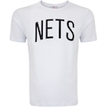 Camiseta do Brooklyn Nets NBA Masculina Manga Curta Estampada N796A BRANCO
